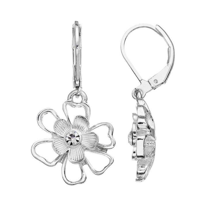 Lc Lauren Conrad Openwork Flower Drop Earrings, Women's, Silver