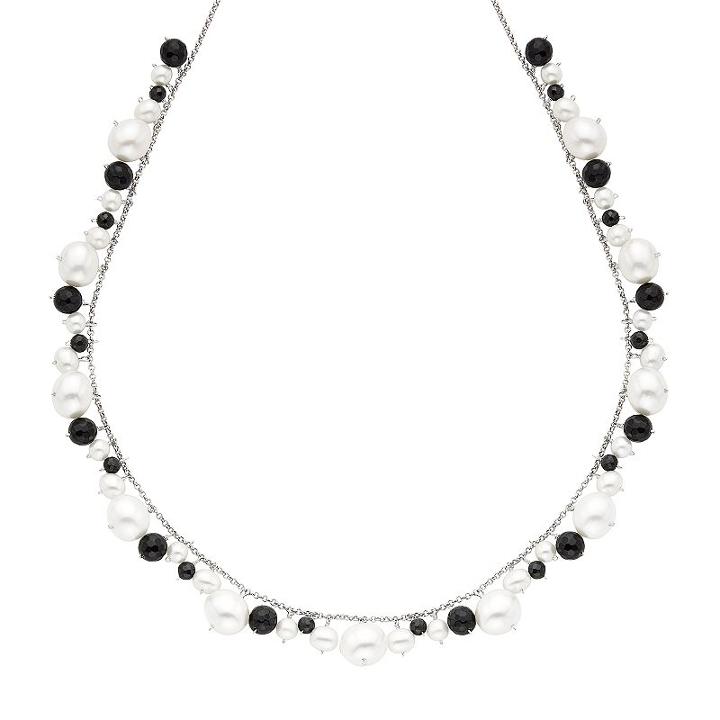 Freshwater Cultured Pearl & Spinel 14k White Gold Necklace, Women's, Size: 18, Black