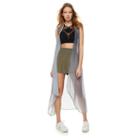Madden Nyc Sheer Ombre Duster Vest, Women's, Grey