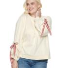 Plus Size Popsugar Tie-sleeve Sweatshirt, Women's, Size: 3xl, Natural