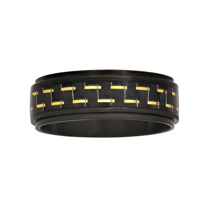 Men's Stainless Steel Carbon Fiber Ring, Size: 14.50, Multicolor