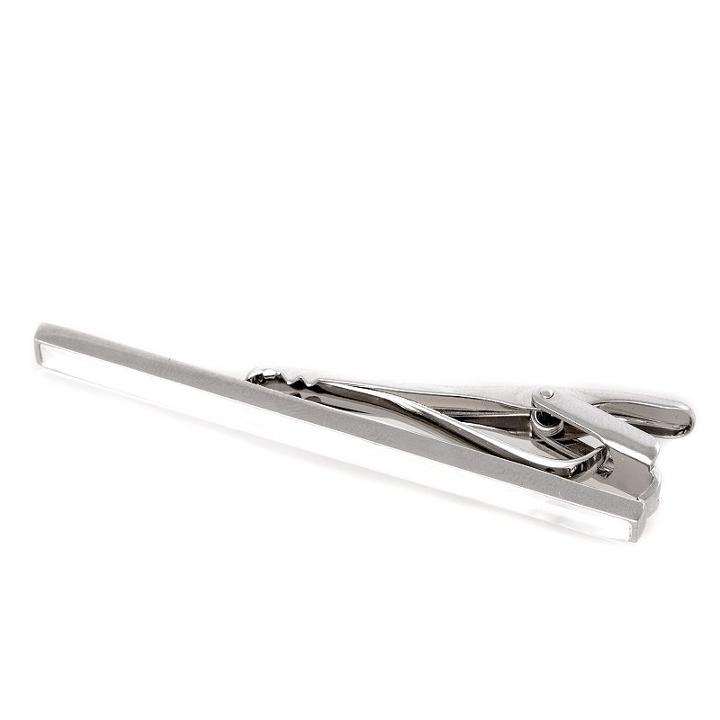 Bey-berk Rhodium-plated Mother-of-pearl Tie Bar, Men's, White