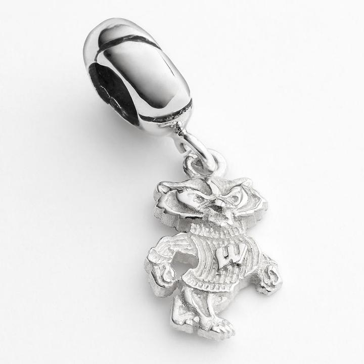 Dayna U Wisconsin Badgers Sterling Silver Logo Charm, Women's, Grey
