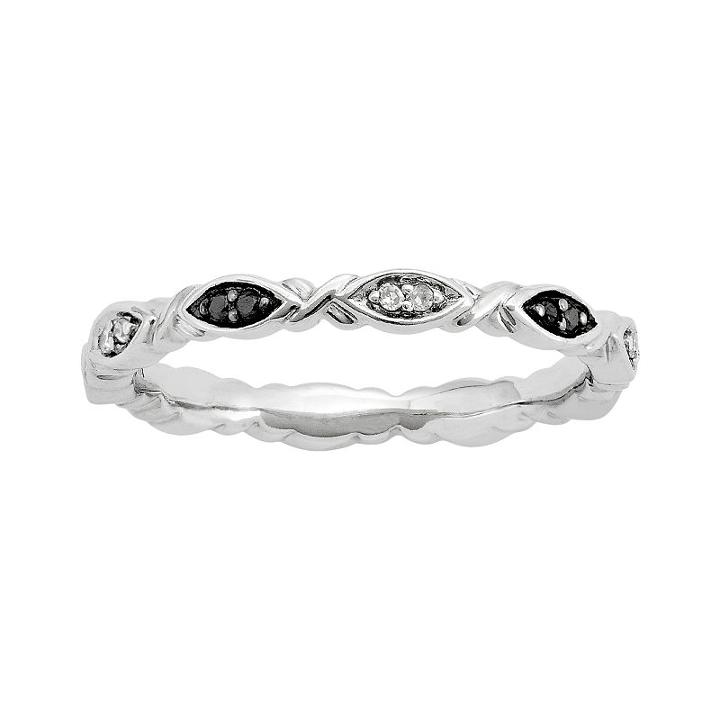Stacks And Stones Sterling Silver 1/10-ct. T.w. Black And White Diamond Stack Ring, Women's, Size: 6, Multicolor