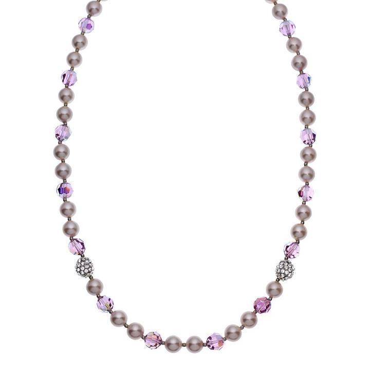 Crystal Avenue Silver-plated Crystal And Simulated Pearl Necklace - Made With Swarovski Crystals, Women's, Size: 20, Purple