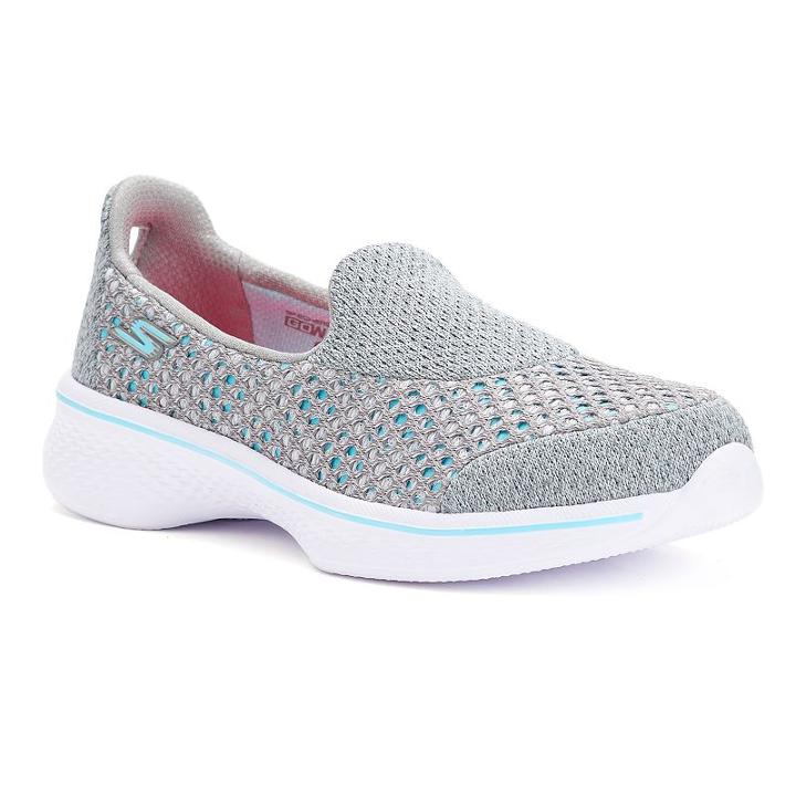 Skechers Gowalk 4 Kindle Girls' Sneakers, Girl's, Size: 2, Silver