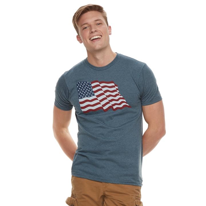 Men's Wavy Flag Tee, Size: Medium, Blue (navy)