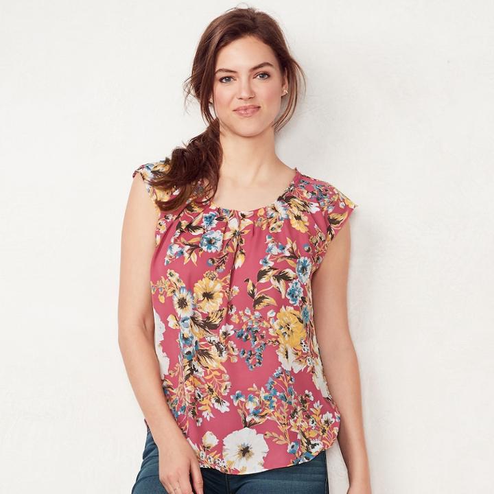 Women's Lc Lauren Conrad Love, Lauren Pleated Top, Size: Xs, Pink