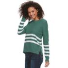 Juniors' Pink Republic Lace-up Striped Sweater, Teens, Size: Small, Green