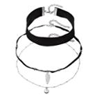 Mudd&reg; Black Faux Suede Choker & Leaf Pendant Necklace Set, Women's