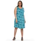 Plus Size Croft & Barrow&reg; Pintuck Fit & Flare Dress, Women's, Size: 1xl, Turquoise/blue (turq/aqua)