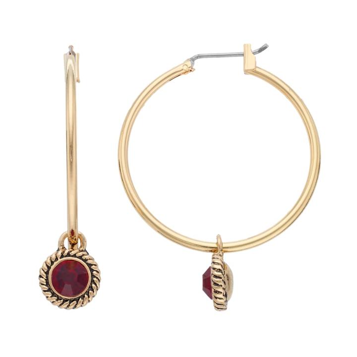 Dana Buchman Round Drop Nickel Free Hoop Earrings, Women's, Red