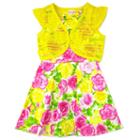 Girls 4-6x Nanette Print Scuba Dress With Lace Shrug, Girl's, Size: 6, Yellow Oth
