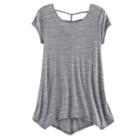 Girls 7-16 & Plus Size So&reg; Space-dyed Cageback Handkerchief Hem Legging Tee, Size: 16, Black