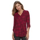 Women's Apt. 9&reg; Roll-tab Chiffon Tunic Top, Size: Xl, Red