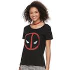 Juniors' Deadpool Logo Graphic Tee, Teens, Size: Small, Black