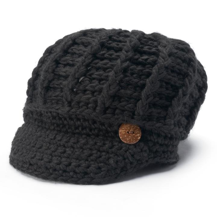 Women's Scala Radar Button Hat, Black