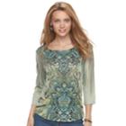 Women's World Unity Embellished Print Tee, Size: Small, Green Oth