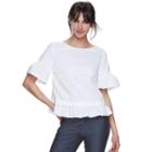 Women's Elle&trade; Ruffle Top, Size: Small, White