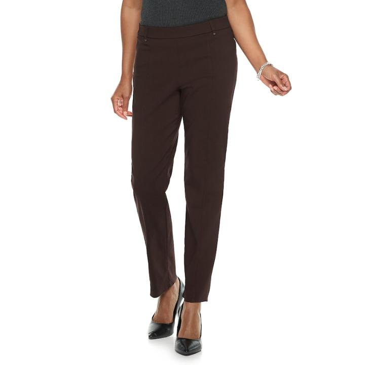 Petite Napa Valley Slimming Solution Straight-leg Dress Pants, Women's, Size: 4 Petite, Brown