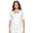 Women's Croft & Barrow&reg; Squareneck Tee, Size: Medium, White