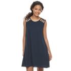 Juniors' Speechless Lattice Shoulder Shift Dress, Girl's, Size: Xl, Blue (navy)