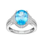 Sterling Silver Blue Topaz & Lab-created White Sapphire Halo Ring, Women's, Size: 8