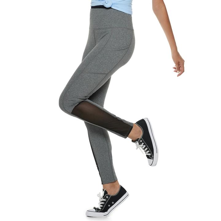 Juniors' So&reg; High-waisted Mesh Yoga Leggings, Teens, Size: Xl, Black