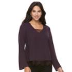 Women's Apt. 9&reg; Lace-hem Popover Top, Size: Medium, Purple