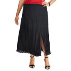 Plus Size Chaps Pleated Skirt, Women's, Size: 3xl, Black
