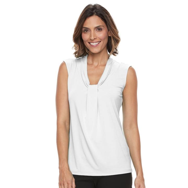 Women's Dana Buchman Knot-front Top, Size: Xl, White