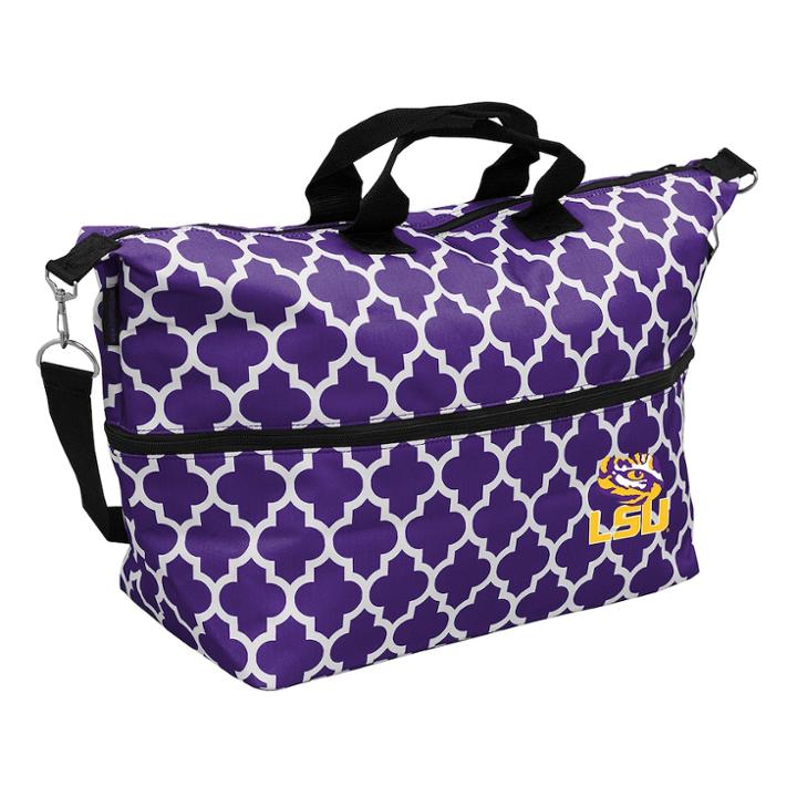 Logo Brand Lsu Tigers Quatrefoil Expandable Tote, Women's, Purple