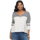 Juniors' Plus Size So&reg; Varsity Tee, Teens, Size: 2xl, White