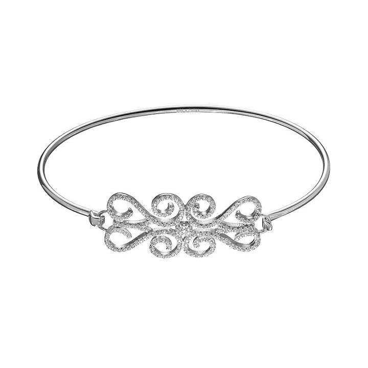 White Topaz Sterling Silver Lace Bangle Bracelet, Women's