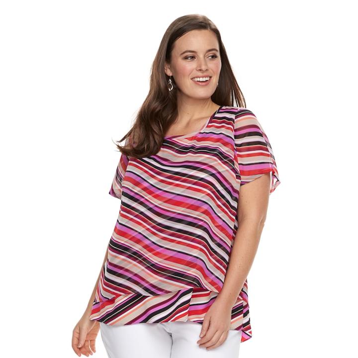 Plus Size Dana Buchman Layered Top, Women's, Size: 1xl, Red