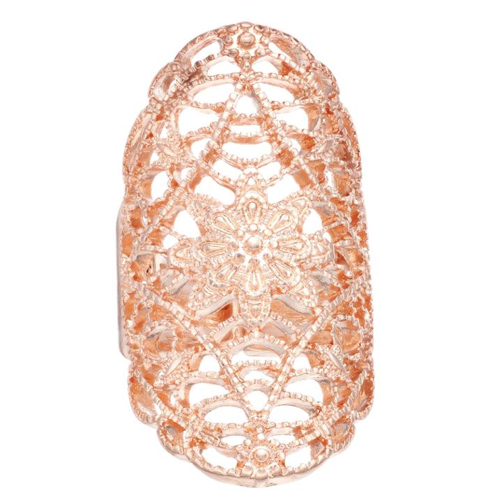 Mudd&reg; Rose Gold Tone Filigree Stretch Ring, Women's, Pink