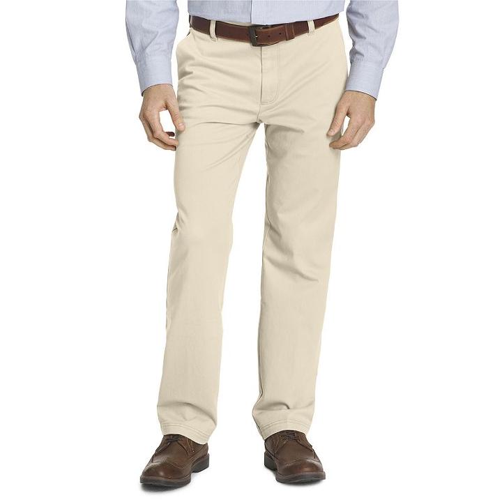 Men's Izod Straight-fit Performance Plus Flat-front Chino Pants, Size: 33x30, Lt Beige