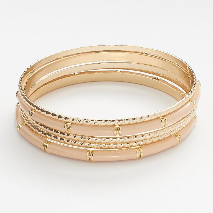 Lc Lauren Conrad Twist Bangle Bracelet Set, Women's, Multicolor