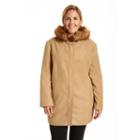 Plus Size Excelled Hooded Faux-wool Jacket, Women's, Size: 1xl, Beig/green (beig/khaki)
