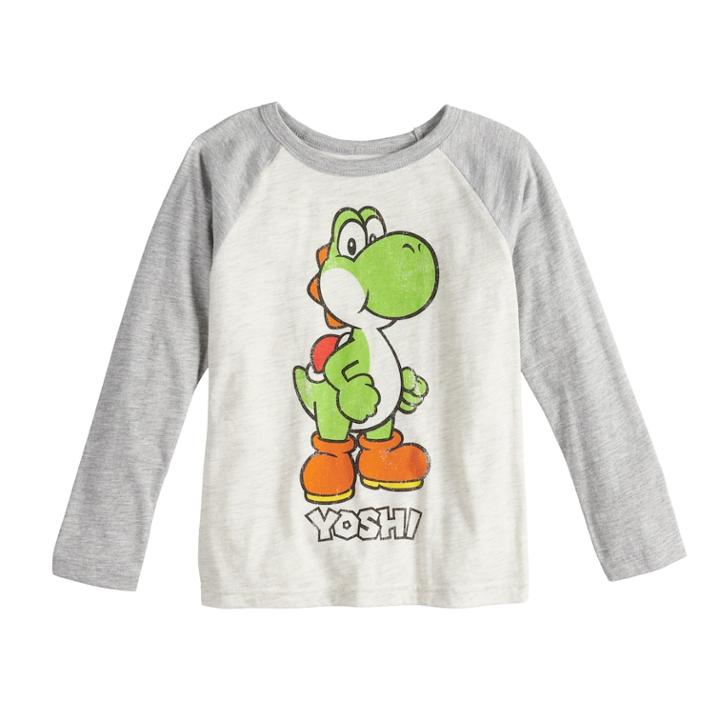 Boys 4-12 Jumping Beans&reg; Super Mario Bros. Yoshi Raglan Graphic Tee, Size: 6, Beige