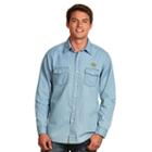 Men's Antigua Georgia Tech Yellow Jackets Chambray Button-down Shirt, Size: Small, Blue
