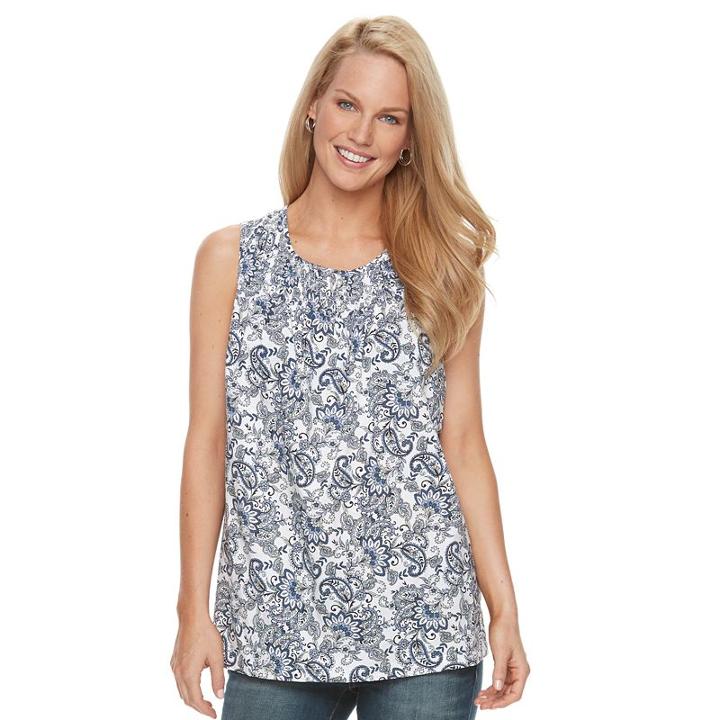 Women's Croft & Barrow&reg; Smocked Tank, Size: Medium, Natural