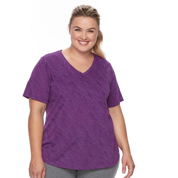 Plus Size Tek Gear&reg; Easy Burnout V-neck Yoga Tee, Women's, Size: 2xl, Med Purple
