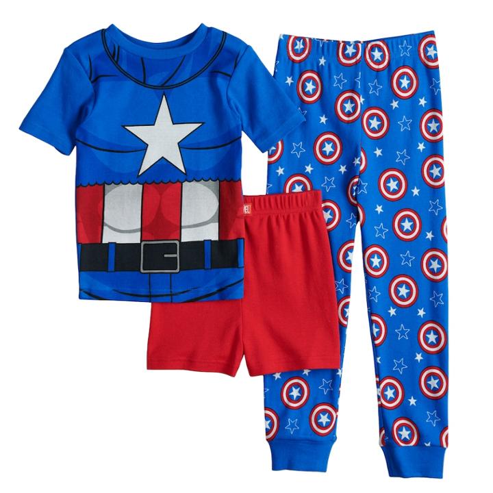 Boys 4-10 Captain America 3-piece Pajama Set, Multicolor