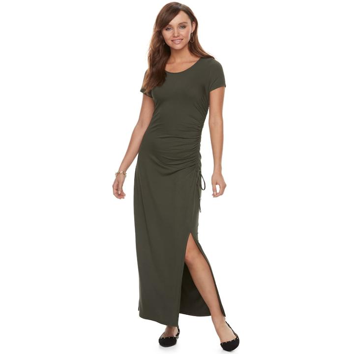 Women's Apt. 9&reg; Ruched Maxi Dress, Size: Medium, Green