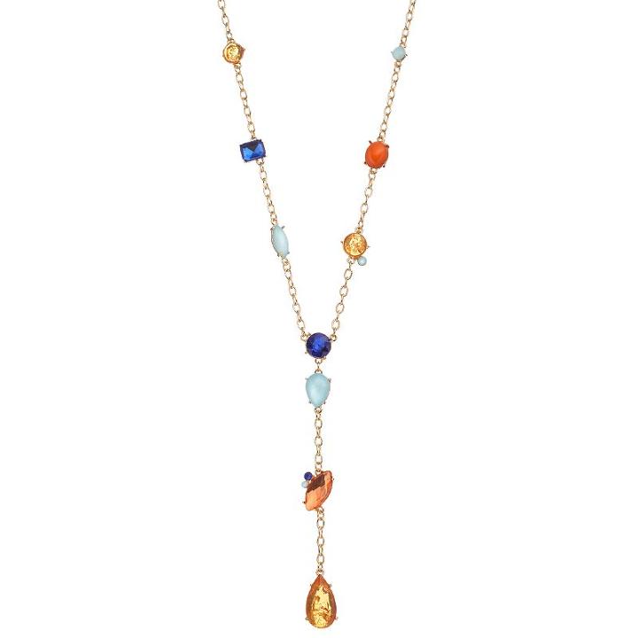 Jennifer Lopez Multi Color Stone Long Y Necklace, Women's, Multicolor