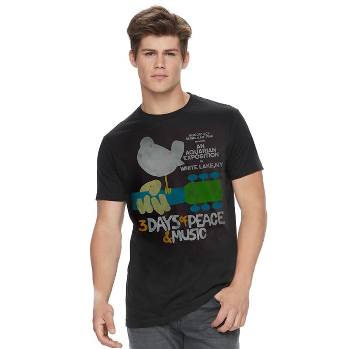 Men's Woodstock Music Festival Tee, Size: Large, Black