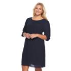 Juniors' Plus Size Speechless V-back Roll-tab Shift Dress, Girl's, Size: 3xl, Blue (navy)