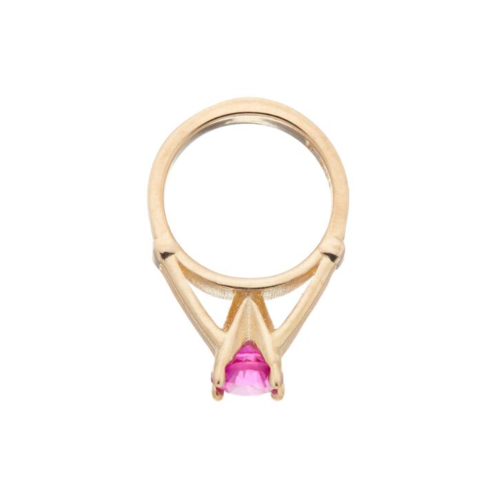 My Petite Ring 10k Gold Cubic Zirconia Birthstone Ring Charm, Women's, Red