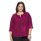 Plus Size Dana Buchman High Low Shirttail Top, Women's, Size: 2xl, Dark Pink